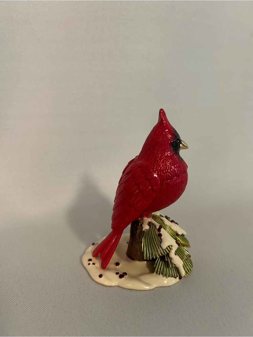 Joan Rivers Flights of Fantasy Enamel and Stone Cardinal Trinket box